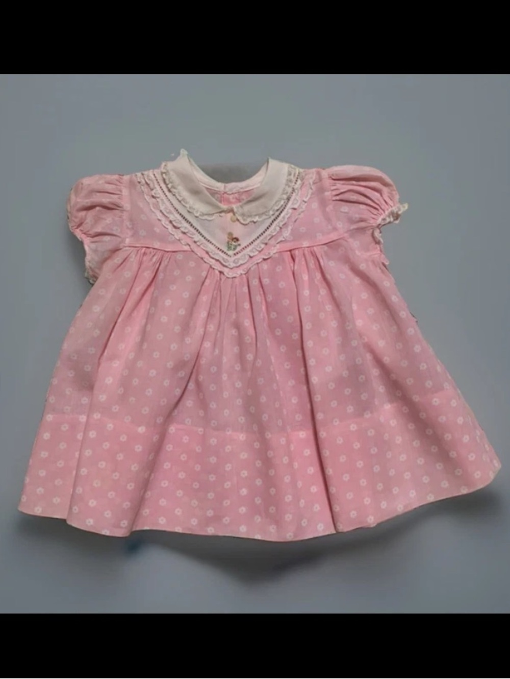 1978 Vintage Pink Floral Baby Dress